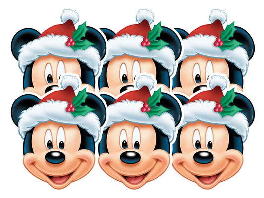 SMP223 Christmas Mickey Mouse   Mickey Mouse & Friends Six Pack Cardboard Face Masks With Tabs and Elastic