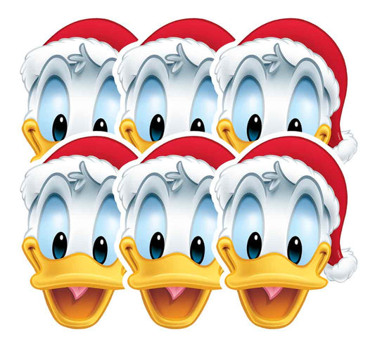 SMP227 Christmas Donald Duck   Mickey Mouse & Friends Six Pack Cardboard Face Masks With Tabs and Elastic
