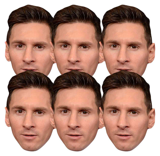 SMP373 Lionel Messi Football   Football Six Pack Cardboard Face Masks With Tabs and Elastic