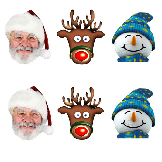 SMP92 Christmas Party  (Santa x 2, Snowman x2 & Rudolph x2) Christmas Six Pack Cardboard Face Masks With Tabs and Elastic