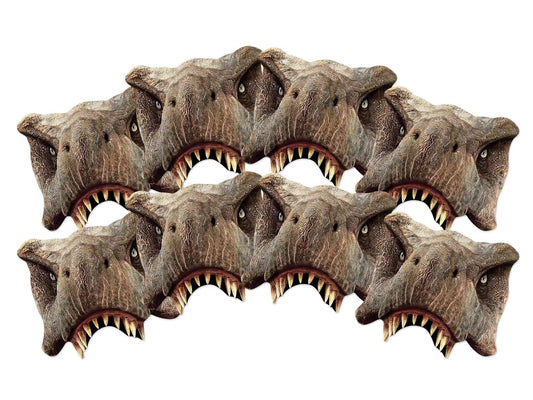 SMP401 8 pack T-Rex Half Mask (Jurassic World) Dinosaurs Tyrannosaurus Rex Jurassic World Eight Pack Cardboard Face Masks With Tabs and Elastic