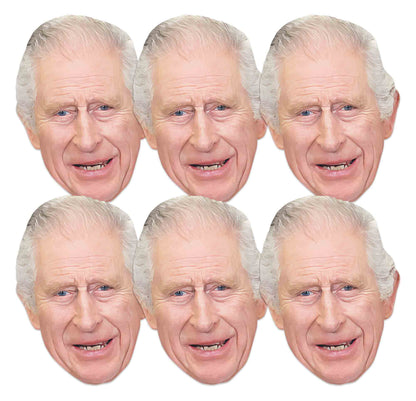 SMP468 
King Charles (SM437 x 6) British Royals Six Pack Cardboard Face Masks With Tabs and Elastic