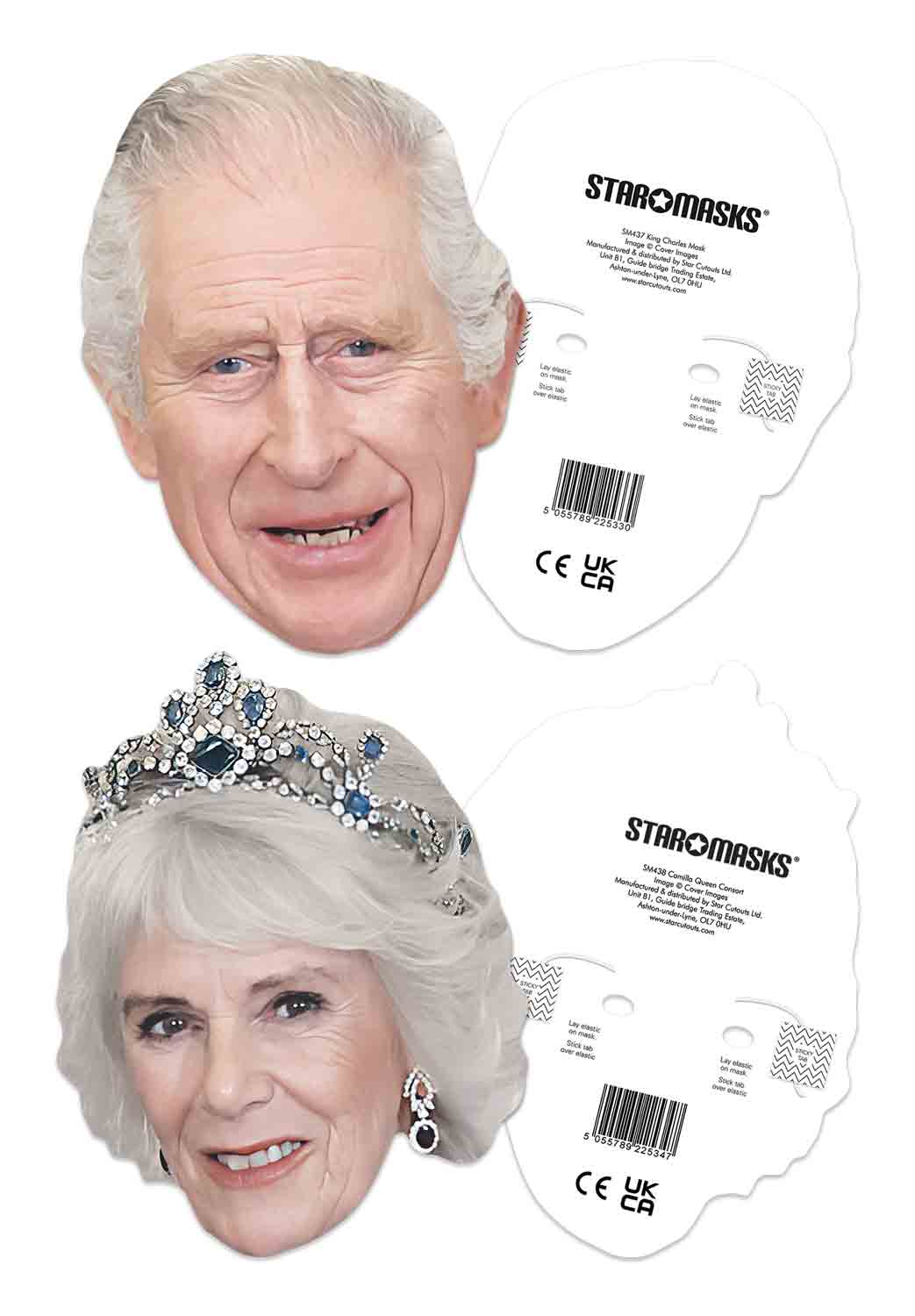 SMP500 Royals King Charles & Queen Camilla  British Royals Double Pack Cardboard Face Masks