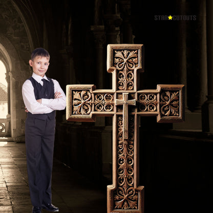SC4672 Wooden Cross -Cardboard Cut Out Height 130cm