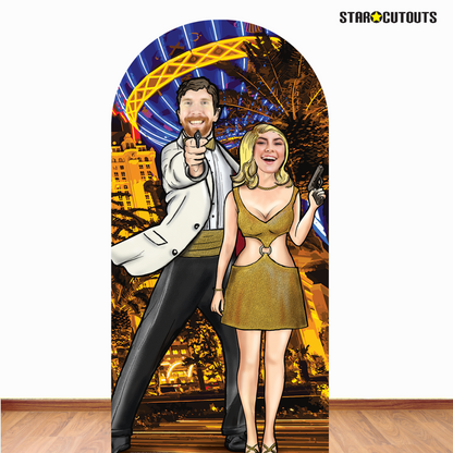 SC1151 Black and Gold Secret Agent Skyline Stand-In Cardboard Cut Out Height 193cm