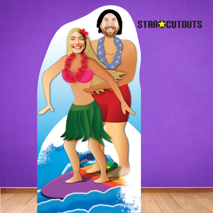 SC133 Surfer Couple Stand-In Cardboard Cut Out Height 186cm