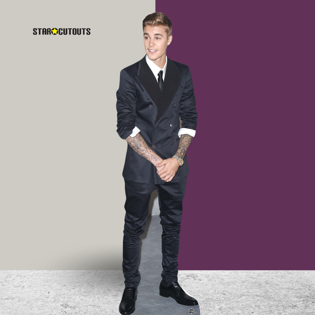 SC1152 Justin Bieber Smart Suit and Smile Lifesize Cardboard Cutout With Mini Height 177cm