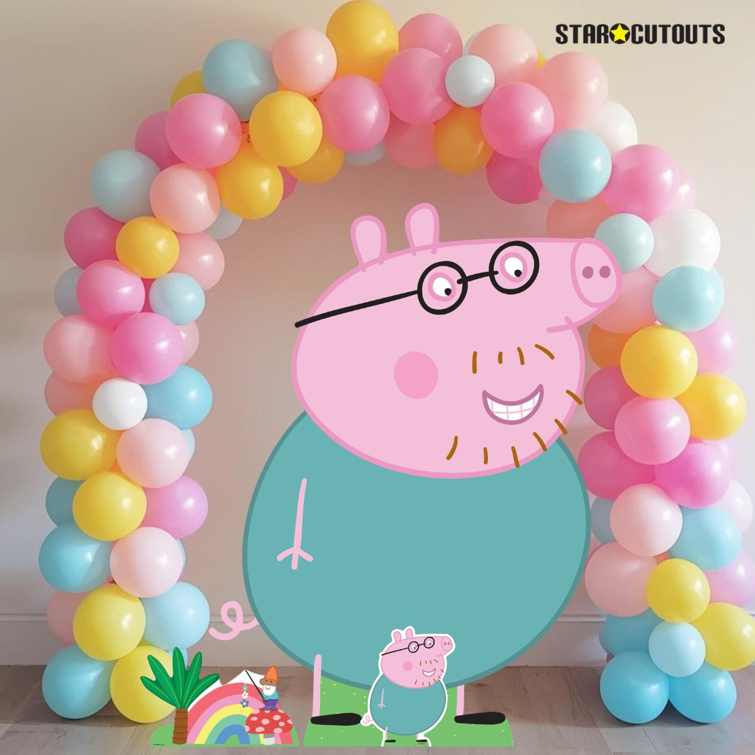 SC4527 Peppa Daddy Pig Happy Large Cardboard Cutout Height 121cm