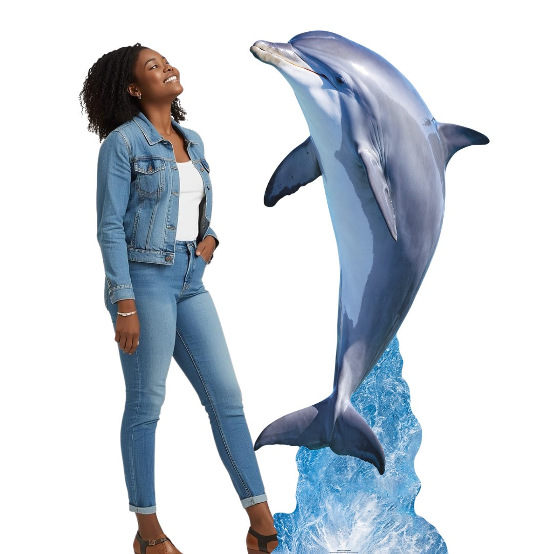 SC4634 Dolphin Leaping From Sea Cardboard Cut Out Height 195cm