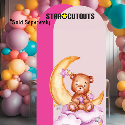 SC4671 Cute Baby Teddy Bear Moon Pink Cardboard Cut Out Height 92cm