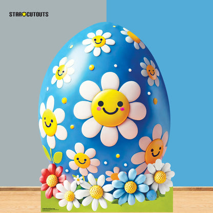 SC4684 Blue White Kid Easter Egg  Cardboard Cut Out Height 130cm