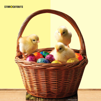 SC4686 Easter Chicks In Basket Cardboard Cut Out Height 94cm