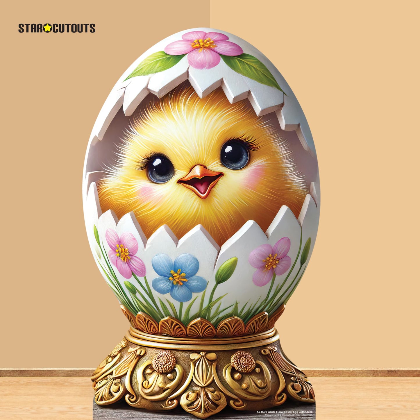 SC4690 Cute Easter Egg with Chick Star Mini Cardboard Cut Out Height 93cm