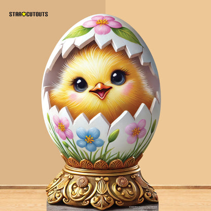 SC4690 Cute Easter Egg with Chick Star Mini Cardboard Cut Out Height 93cm