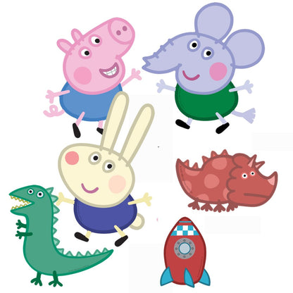 SC4878 George Pig, Edward Elephant & Richard Rabbit Wall Decoration Pack Cardboard Cutouts Height 34cm
