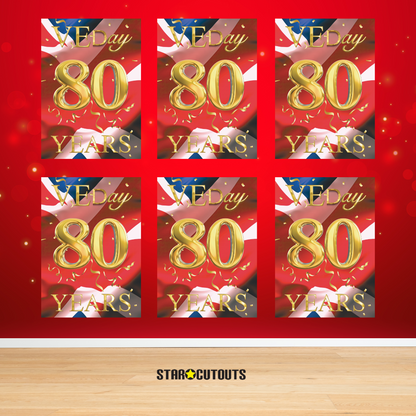 RD082 VE Day 80 Years Flag Poster – 6 Pack Posters Height 44cm