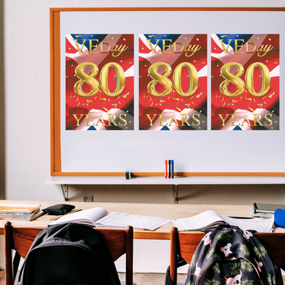 RD082 VE Day 80 Years Flag Poster – 6 Pack Posters Height 44cm