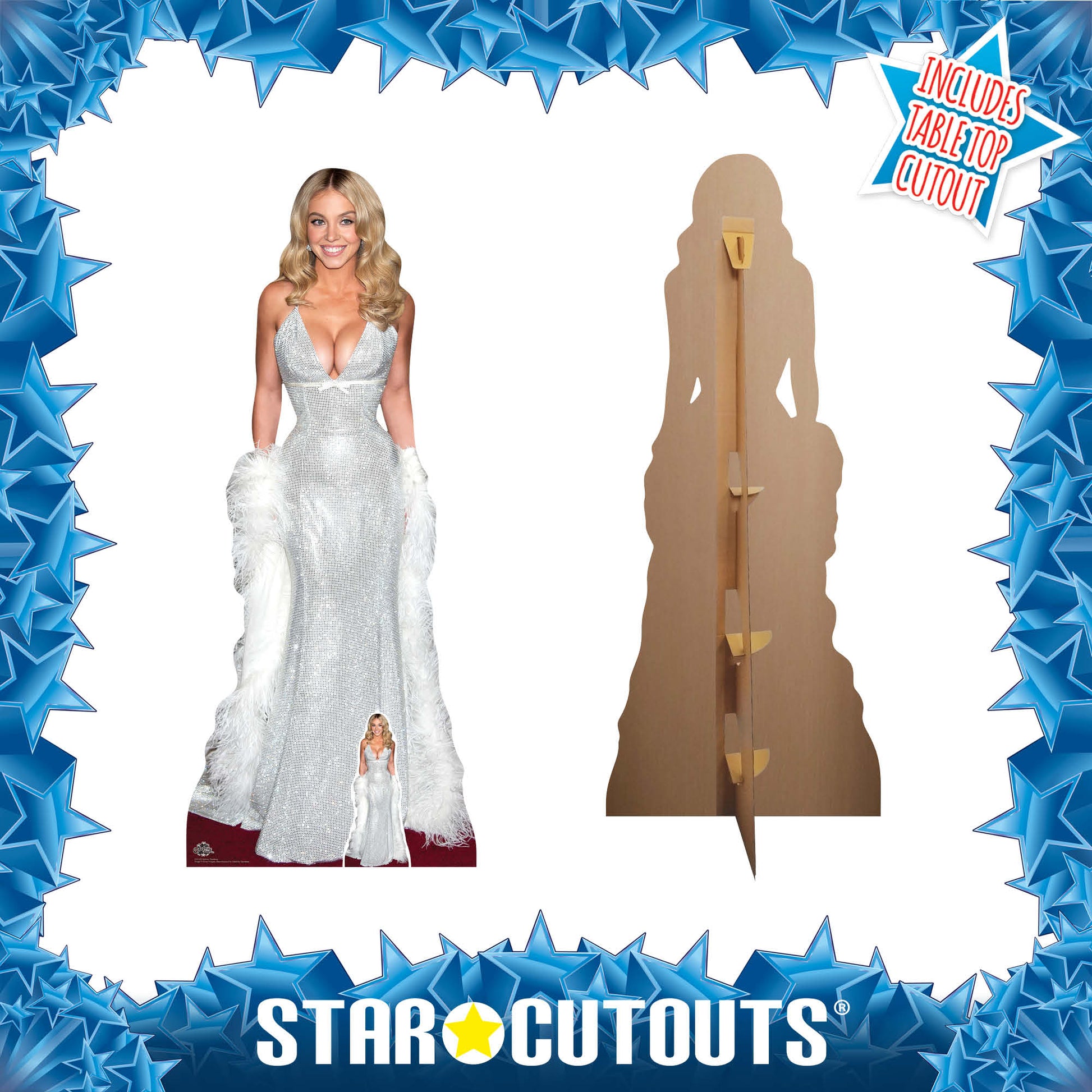 sydney sweeny silver dress CS1332 Sydney Sweeney Silver Dress Cardboard Cutout Height 171cm – Star Cutouts