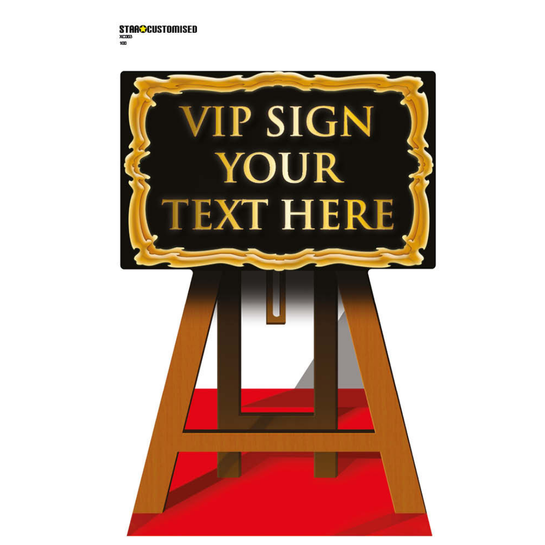 Vvip Sign Table XC003 VIP Sign Add Text Personalise Height 116cm – Star Cutouts