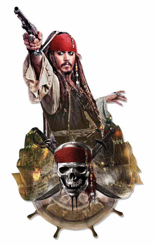 WA039 Captain Jack Sparrow Wall Mounted Cardboard Cut Out Height 100cm