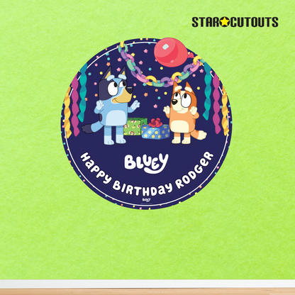 XC034-c-m-003 Bluey Purple Cardboard Personalised Sign Balloon Theme Height 76 cm Width 76 cm