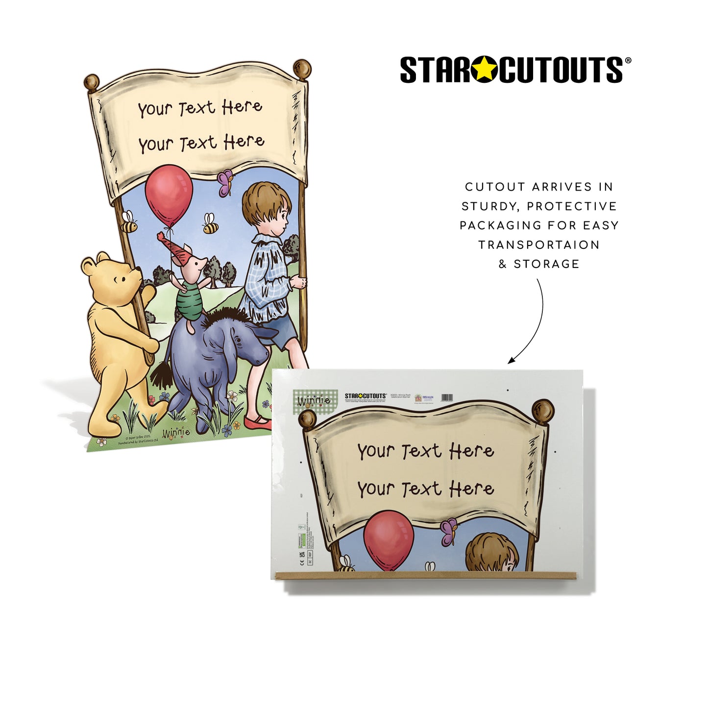 XQ023 Winnie Pooh Bear Celebration Banner - Personalise