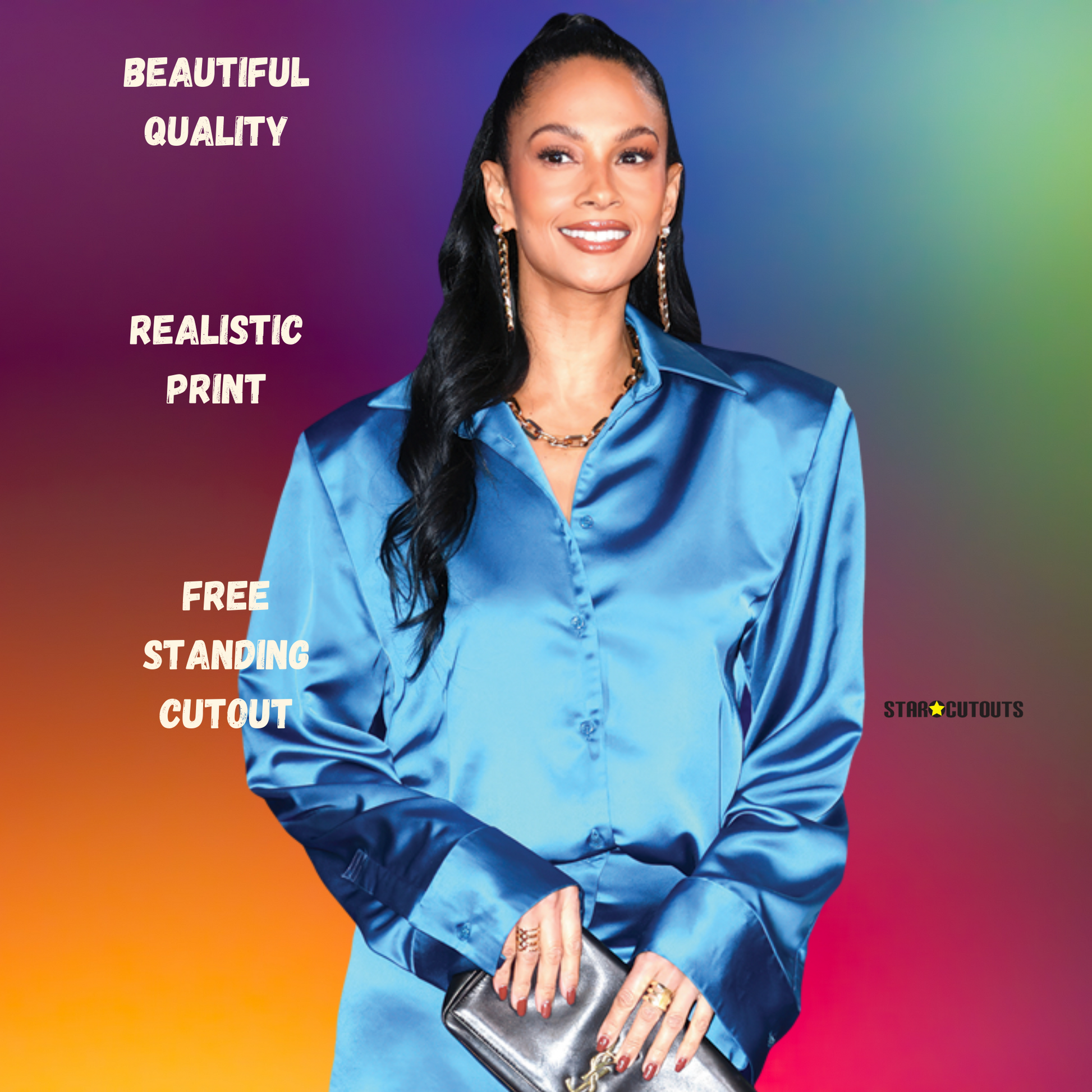 CS1096 Alesha Dixon Height 172cm Lifesize Cardboard Cut Out With Mini Star Cutouts CS1096 Alesha Dixon Height 172cm Lifesize Cardboard Cut Out With Mini Star Cutouts