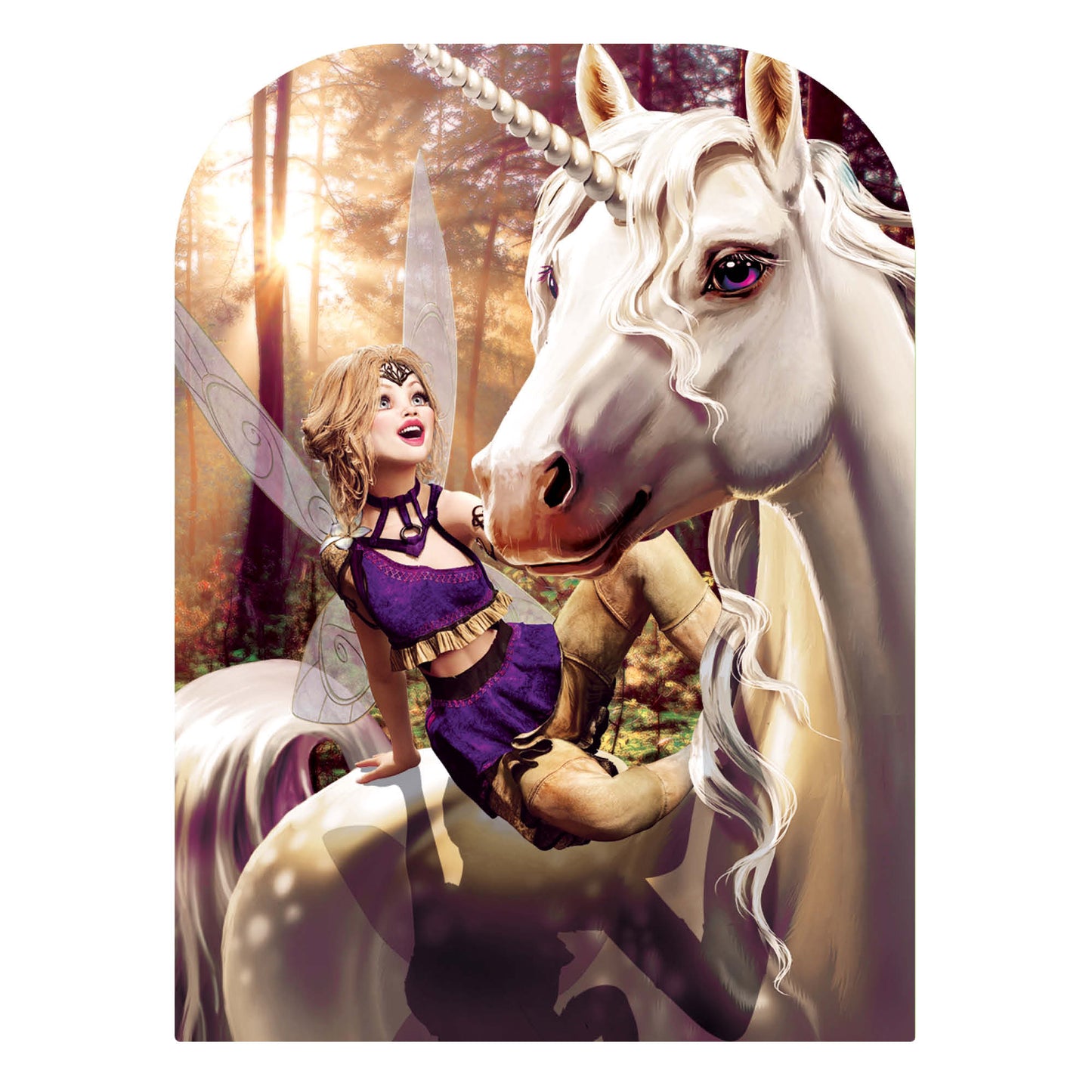 SC1081 Unicorn & Fairy Fantasy Land Child Size Stand-in Cardboard Cut Out Height 131cm