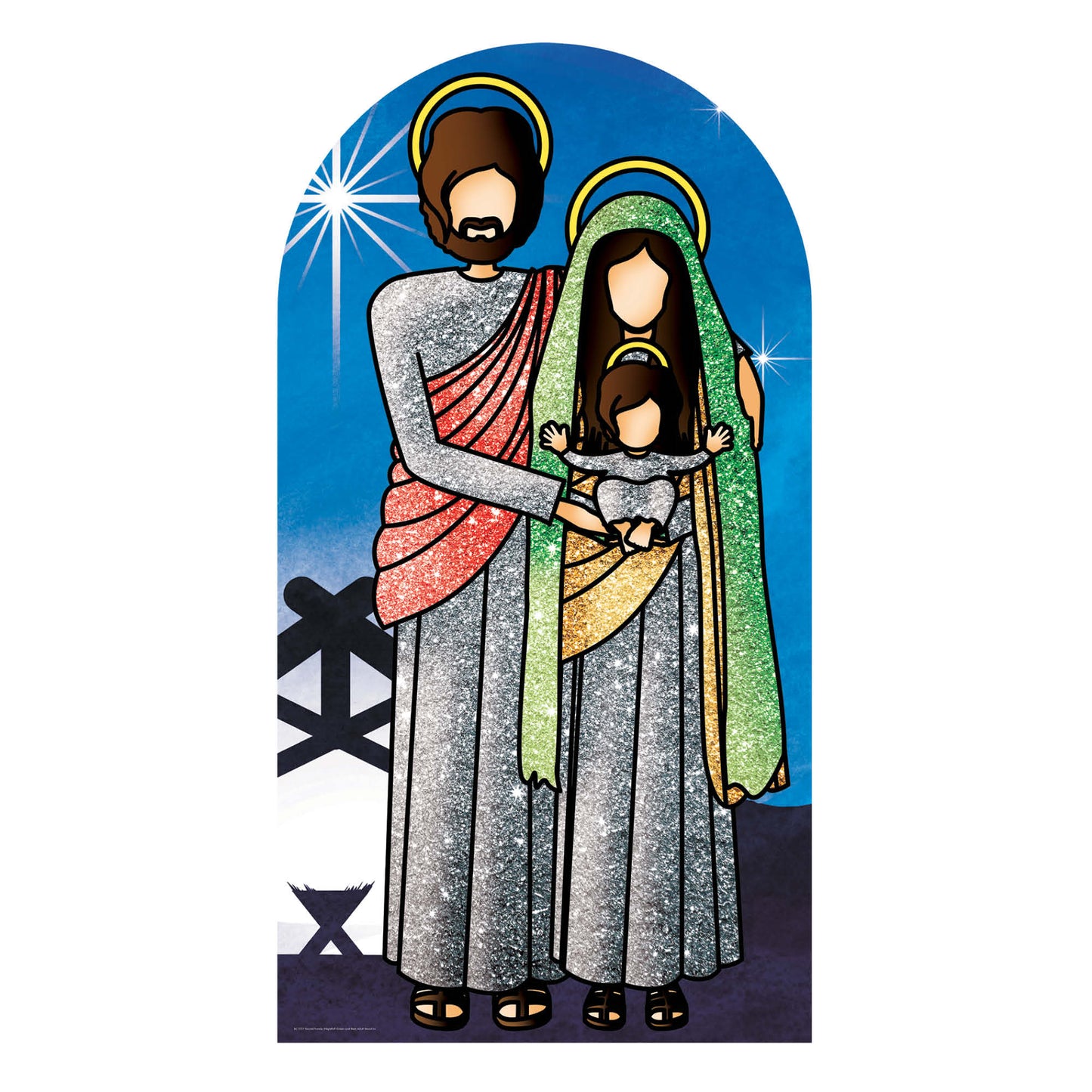 SC1237 Holy Religious Sacred Family (Green and Red) Adult Stand-in Cardboard Cut Out Height 174cm