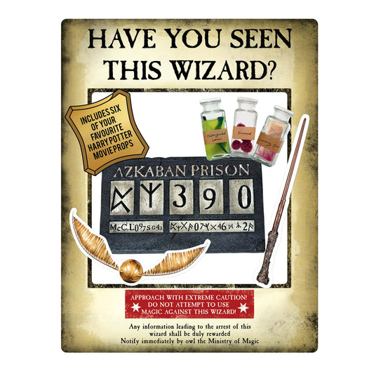 SC1419 Harry Potter Wanted Poster as Gold Selfie Frame Have You Seen This Wizard? Cardboard Cut Out Height 87cm