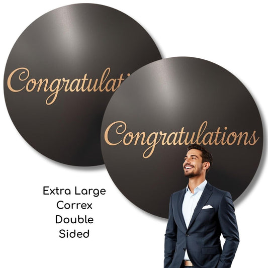 SCCIRCOR4DS Extra Large Printed Rigid Circle Correx Board, Poster, Sign Double Sided Cardboard Cut Out Height 96cm