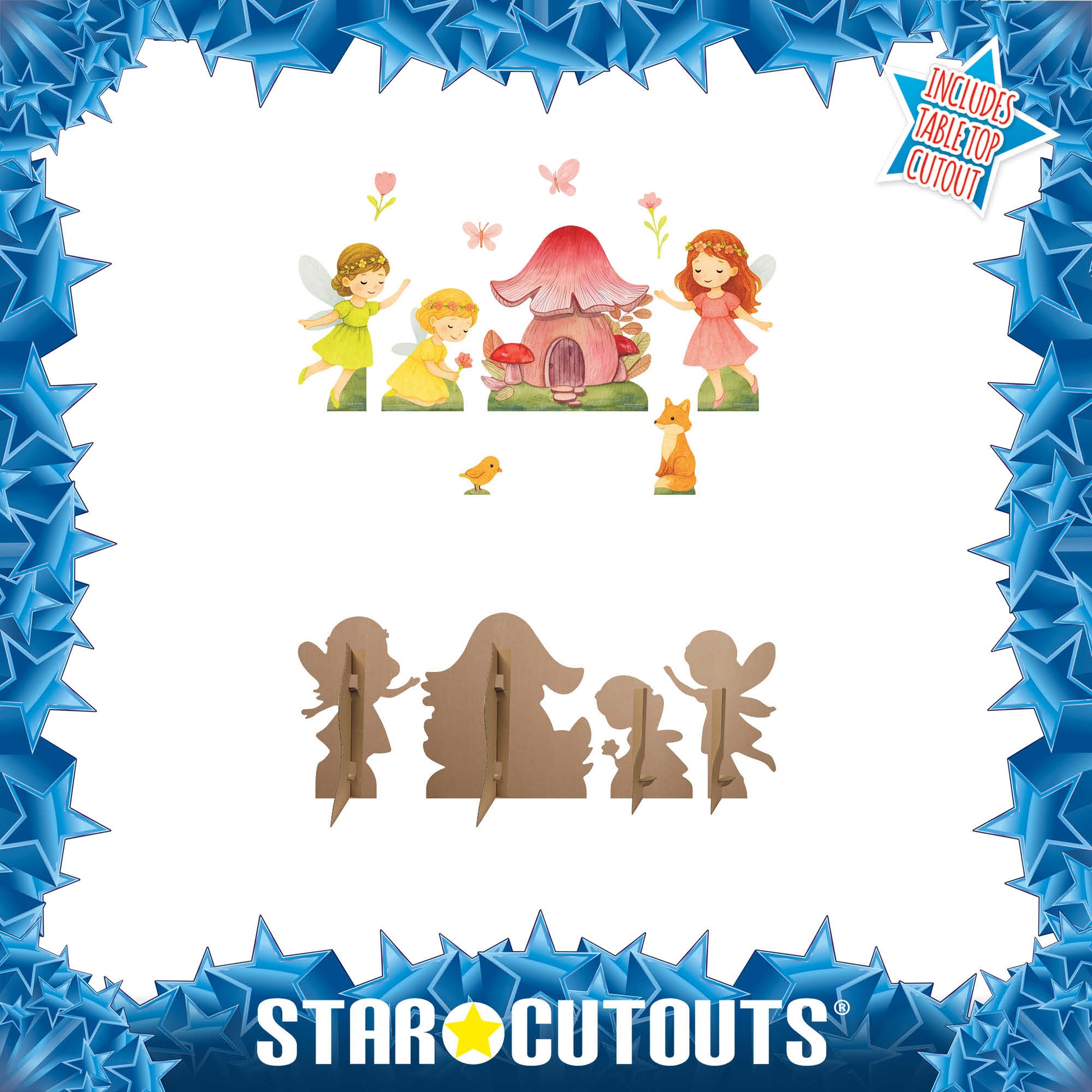 Fairy-themed cutouts with a blue star-cutout border and 'Star Cutouts' branding.