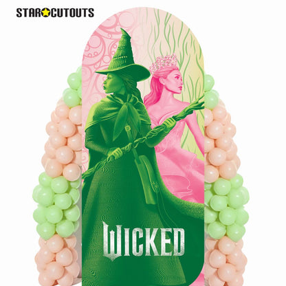 Cardboard cutout of characters from 'Wicked' with decorative arch, featuring the 'Star Cutouts' brand.