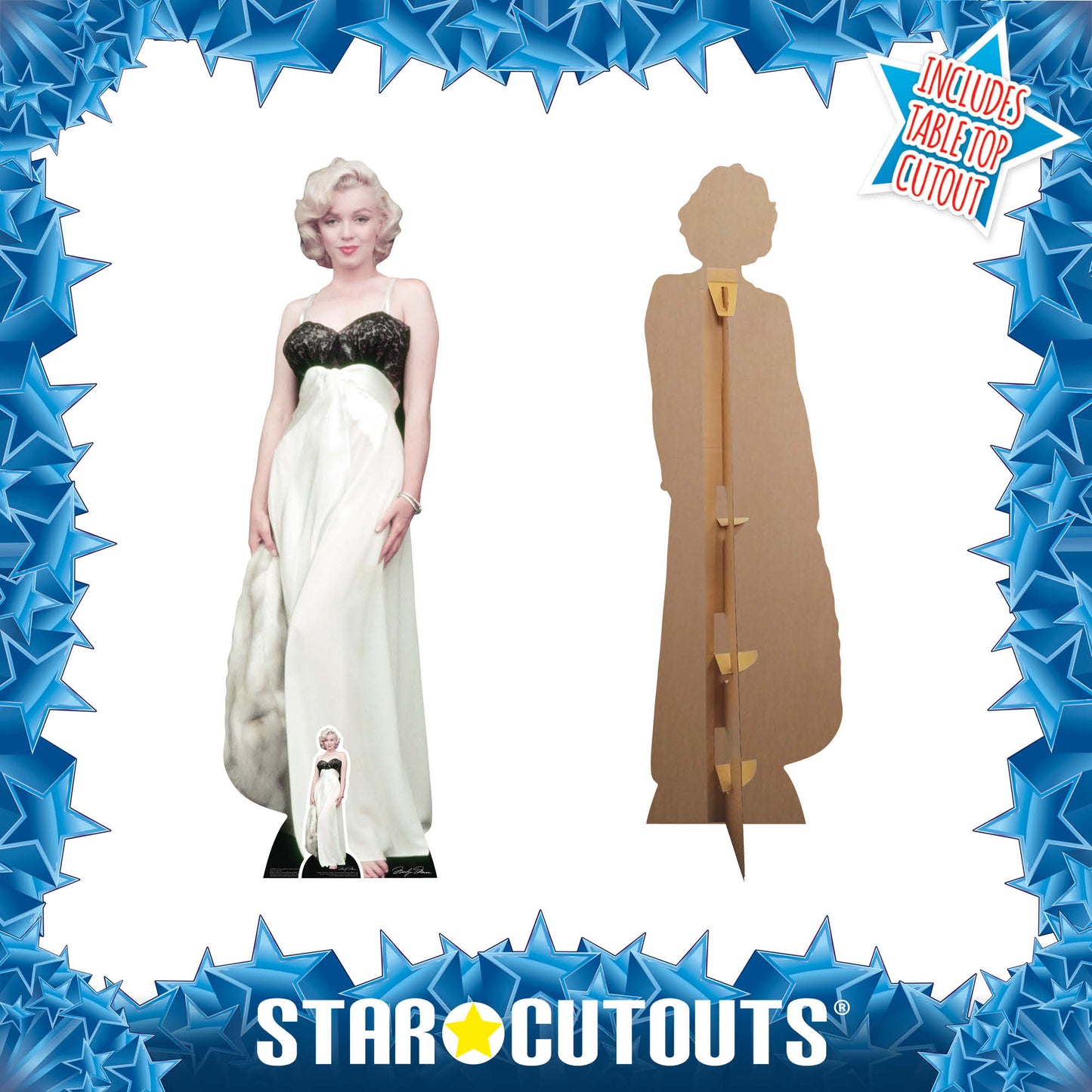 Marilyn Monroe  White Gown and Fur Cardboard Cut Out Height 169cm - Star Cutouts