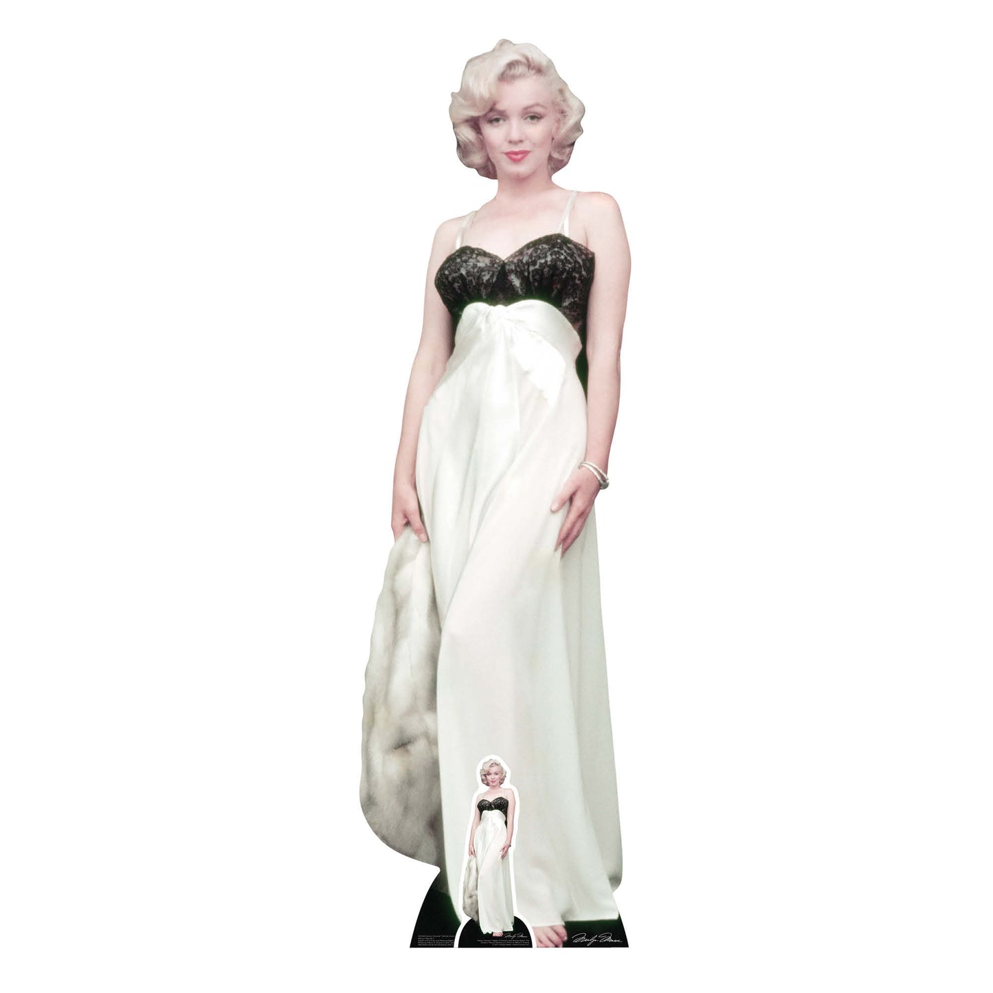Marilyn Monroe  White Gown and Fur Cardboard Cut Out Height 169cm - Star Cutouts