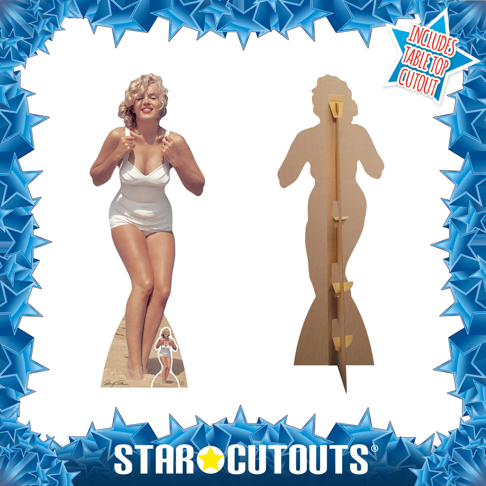 Marilyn Monroe White Swim Suit Cardboard Cut Out Height 172cm - Star Cutouts