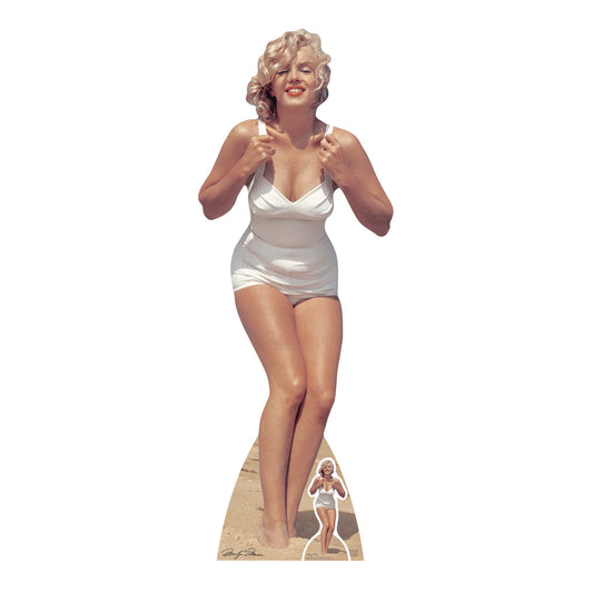 Marilyn Monroe White Swim Suit Cardboard Cut Out Height 172cm - Star Cutouts