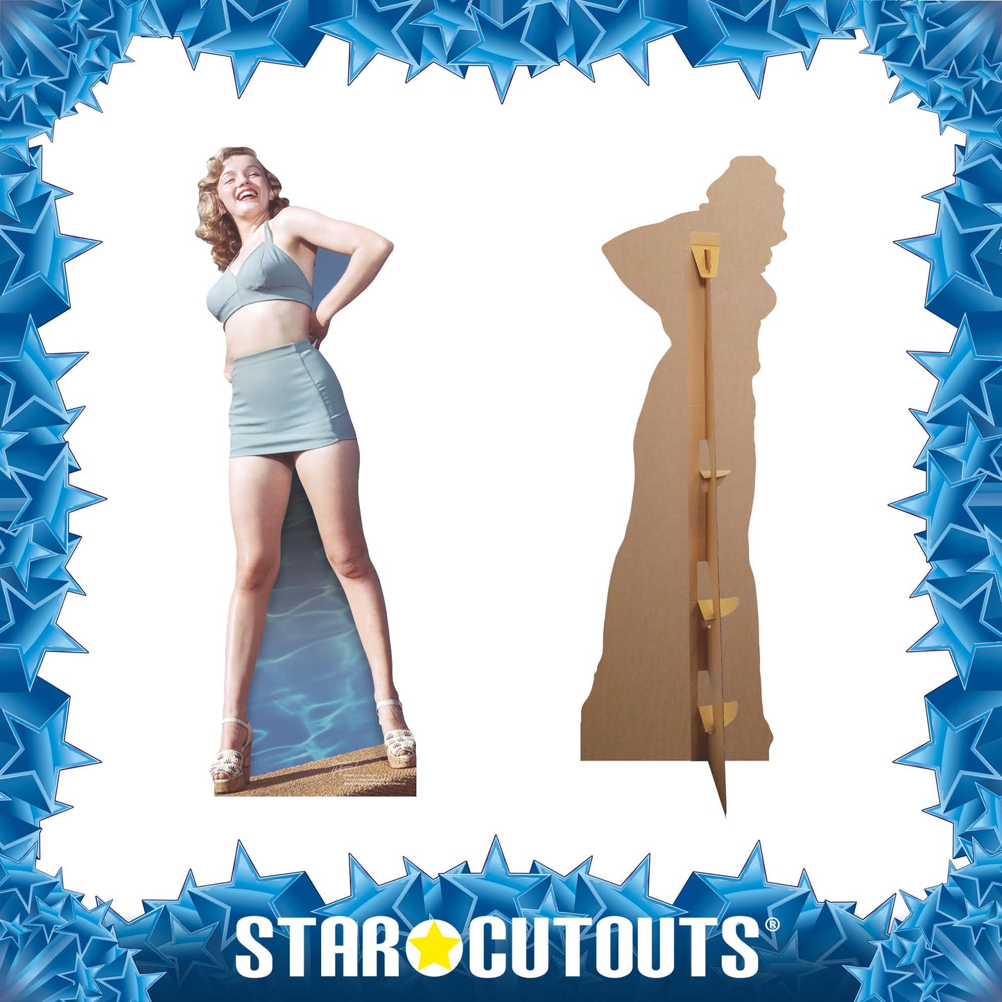 Marilyn Monroe Blue Bikini Cardboard Cut Out Height 170cm - Star Cutouts