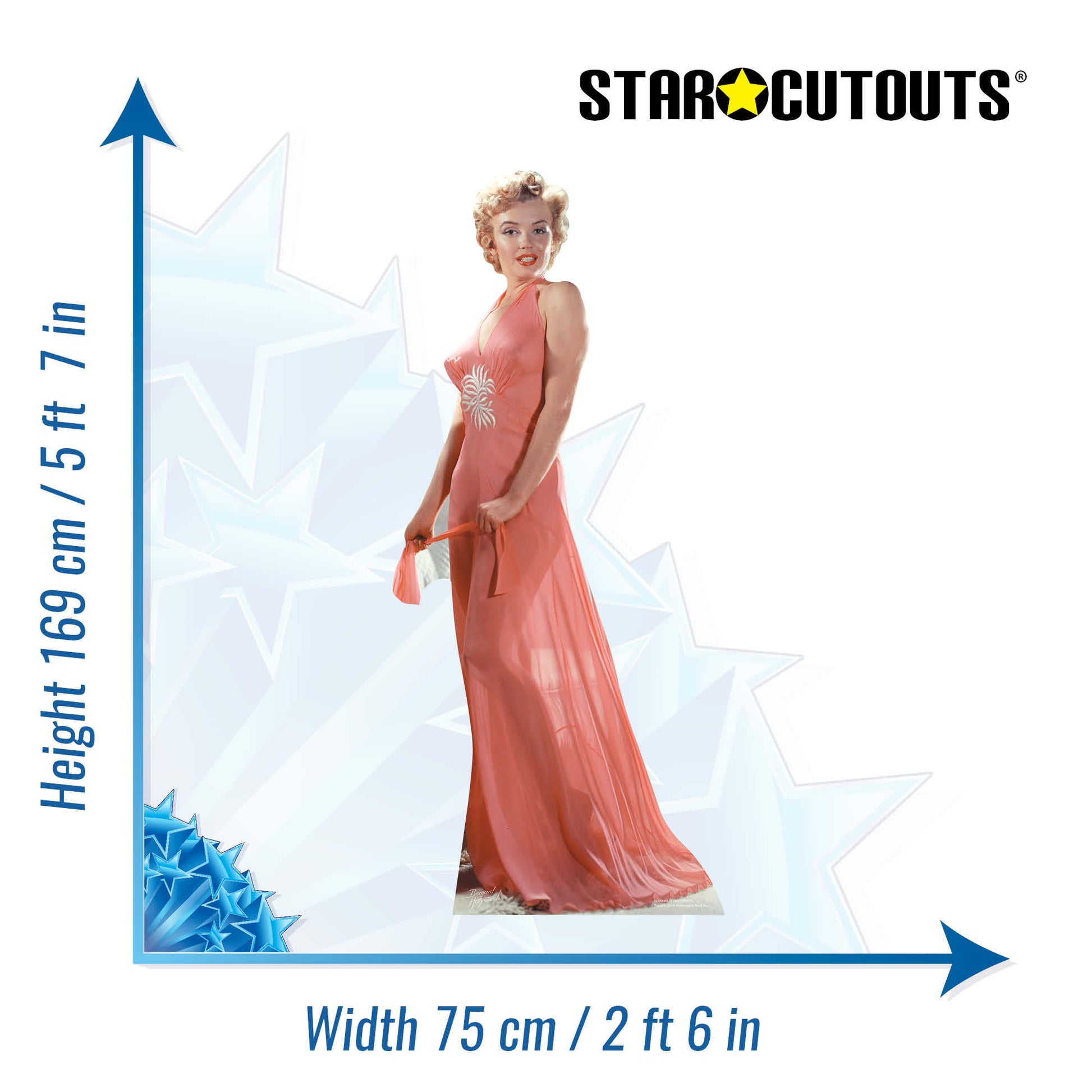 Marilyn Monroe Peach Night Gown Cardboard Cut Out Height 169cm - Star Cutouts