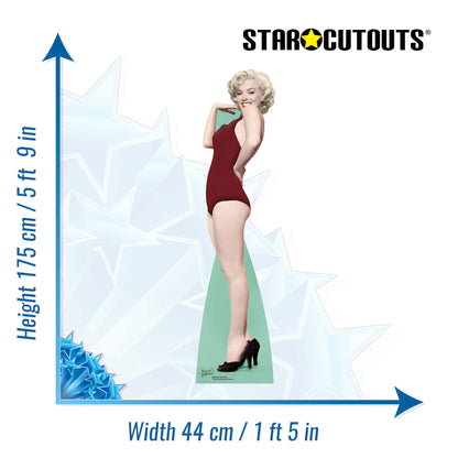 Marilyn Monroe Red Swim Suit Cardboard Cut Out Height 175cm - Star Cutouts