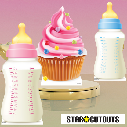 SC4395 Baby Bottle Pink Star Mini Cardboard Cut Out Height 91cm