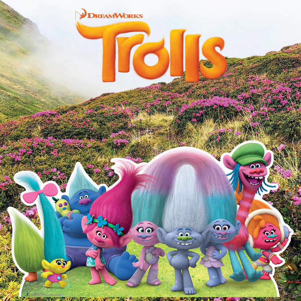 SC1500 Cherub Blue and Pink Trolls World Tour Cardboard Cut Out Height 61cm 