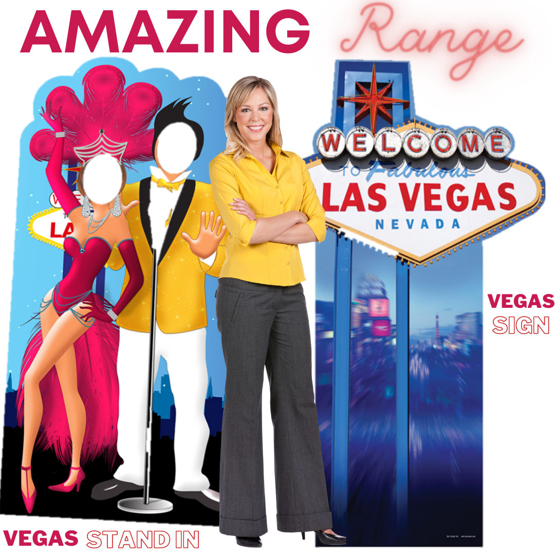 Vegas Stand Ins and Party Signs With Woman Promotional Image