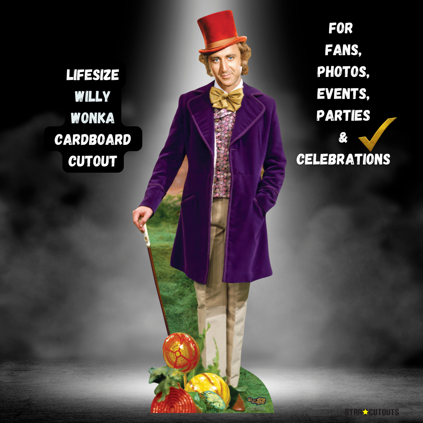 SC1650 Willy Wonka and the Chocolate Factory (Gene Wilder) Cardboard Cut Out Height 193cm 