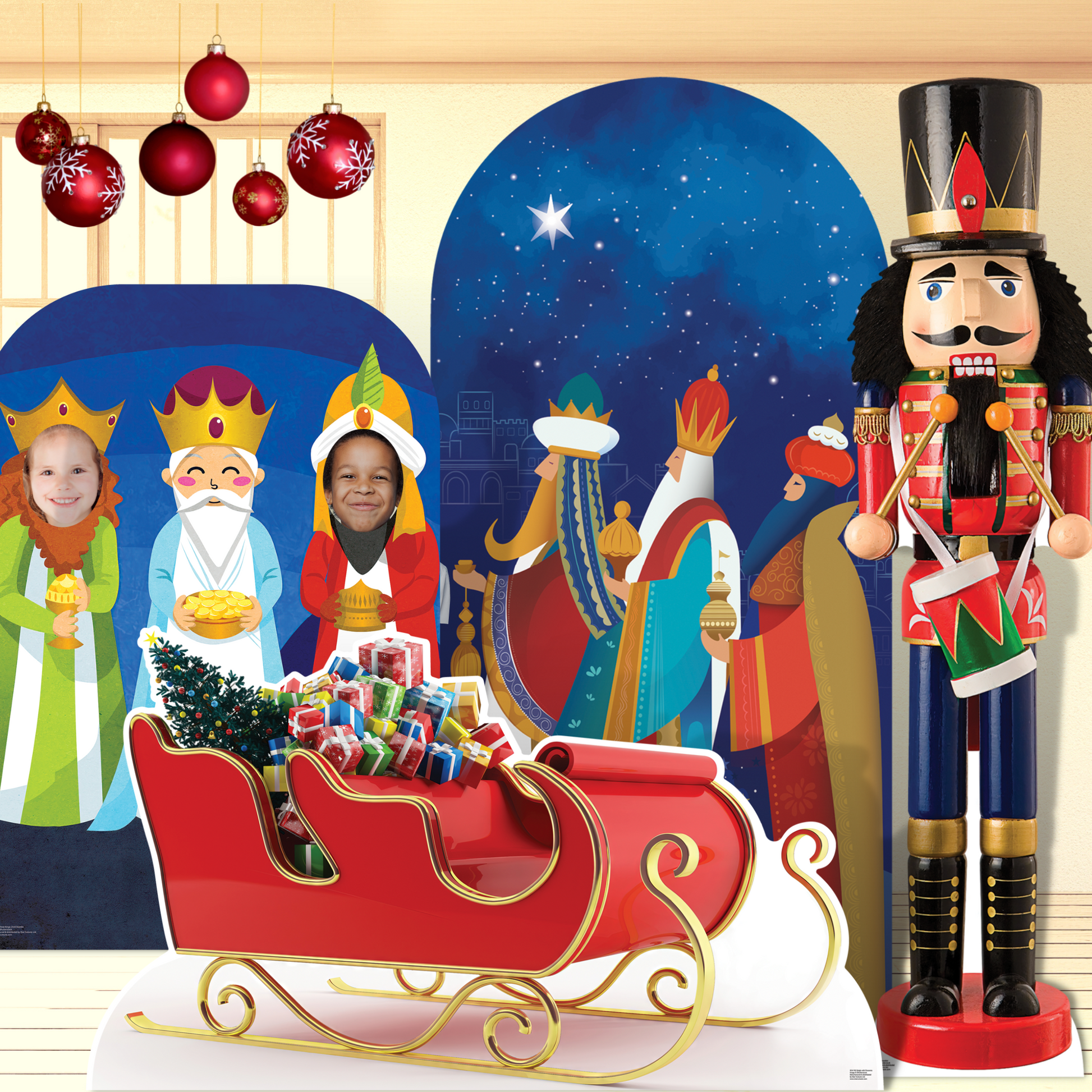 SC4199 Three Kings Christmas With Gifts Cardboard Cut Out Height 194cm
